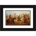 thumbnail image 1 of Walker, James 18x12 Black Ornate Wood Framed with Double Matting Museum Art Print Titled - Cowboys Roping a Bear, 1 of 4
