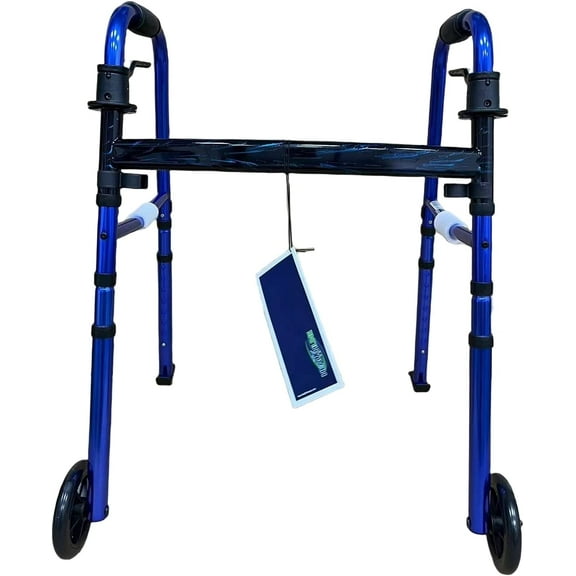 Walker KD Deluxe Portable Folding Travel with 5" Wheels and Legs Fold up (Blue)