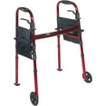 thumbnail image 1 of Walker KD Deluxe Portable Folding Travel with 5" Wheels and Legs Fold up (RED), 1 of 3