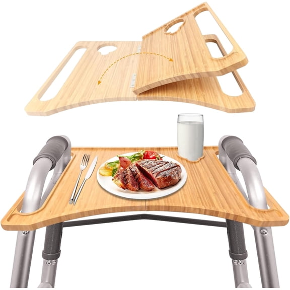Walker Tray for Folding Walker, Tray for Walker for Seniors Detachable with Cup Holder, Foldable Walker Accessories for Elderly,Tray Table Fits Most Standard Walkers