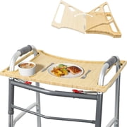 Walker Tray Table,Foldable Walker Accessories Bamboo Tray with Cup Holder,Portable Multipurpose Bamboo Tray for Eating, Crafts, Laptops Medical Equipment Accessories