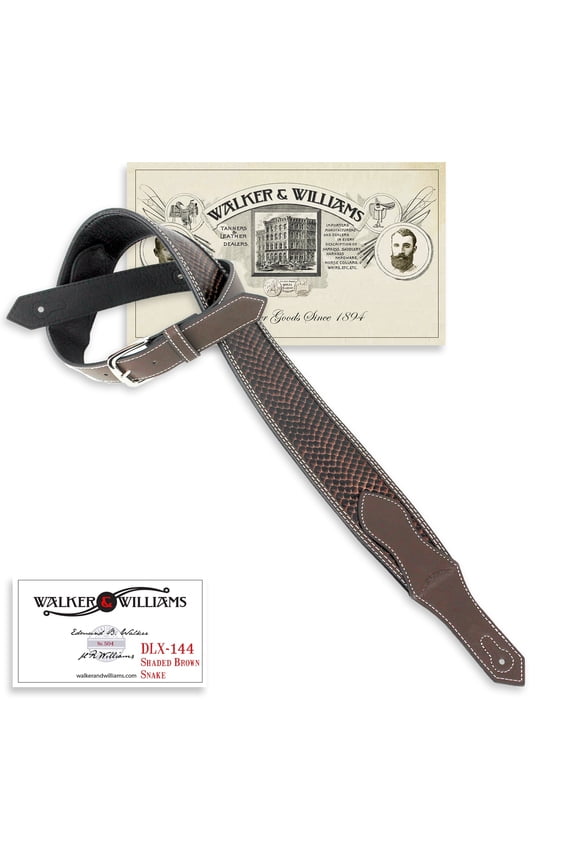 DLX-144 Burnished Brown Snakeskin Padded Leather Strap