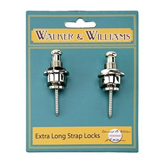 Walker & Williams Extra Long Deep Barrel Strap Locks for Thick Guitar Straps