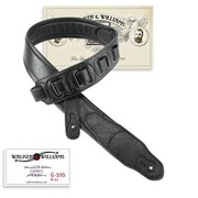 Walker & Williams G-105 Black on Black Guitar Strap with Padded Glove Leather Back