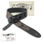 Walker & Williams G-800 Soft Black Leather Strap Brown Gator Inserts & Padded Back