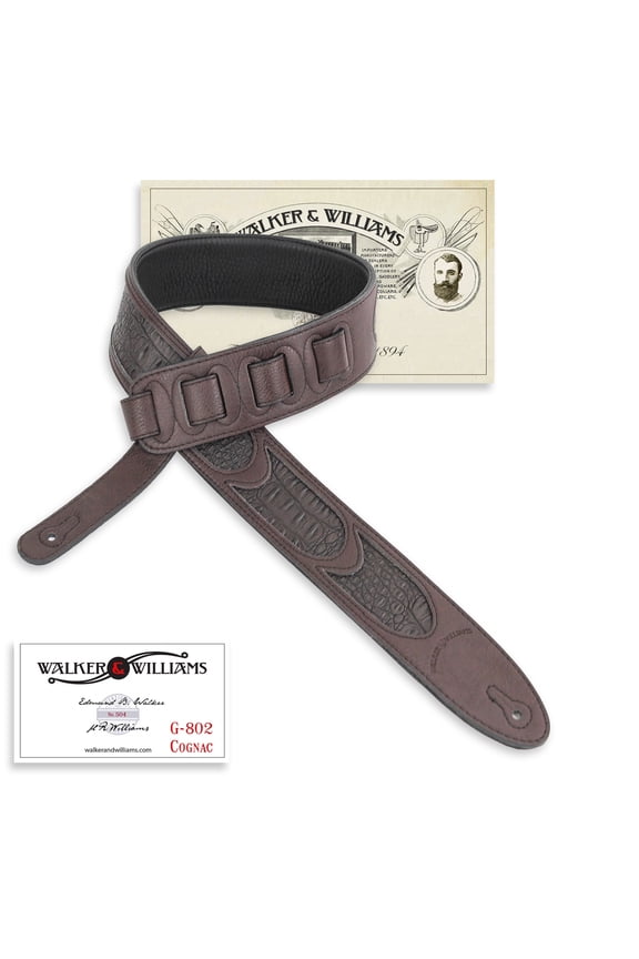 G-802 Soft Cognac Leather Strap with Gator Inserts & Padded Back