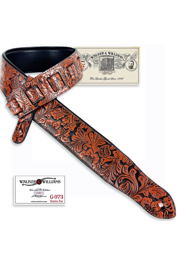 G-973 Latigo Tan Western Embossed Strap with Soft Padded Back