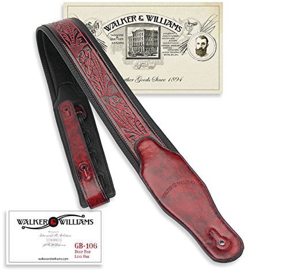 Walker & Williams GB-106 Black Cherry Padded Glove LeatherÂ Strap Live Oak Pattern