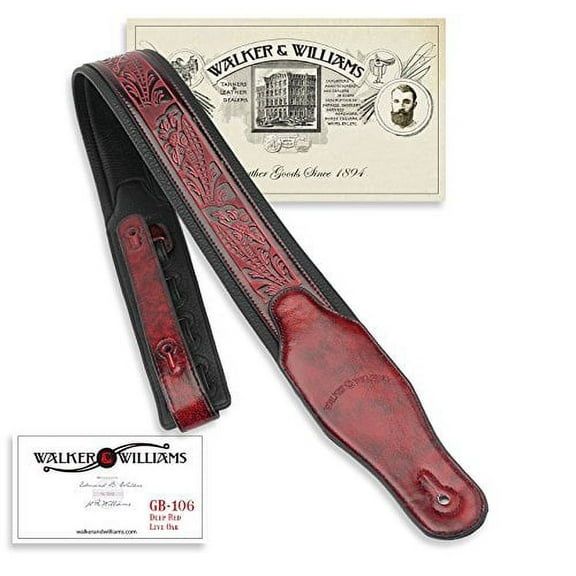 Walker & Williams GB-106 Black Cherry Padded Glove LeatherStrap Live Oak Pattern