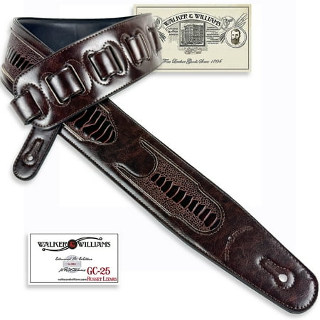 Walker & Williams GC-25 Weathered Dark Brown Strap with Inset Gator Pattern