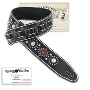 Walker & Williams GTR-20 Black Leather Strap with Snakeskin Diamonds, Studs, Rivets, Turquoise