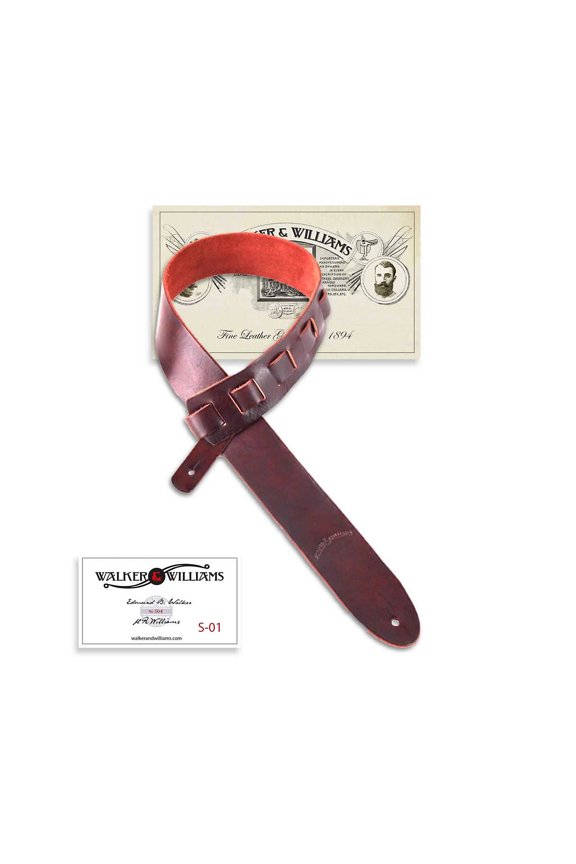 S-01 Oxblood Brown Full Grain Extra Thick Soft Italian Leather Rugged Finish Guitar Strap