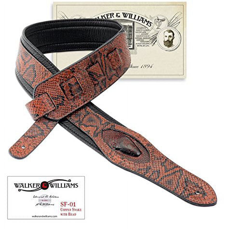 Mahagoni Leder Gurt Walker & Williams GE-104 Antikes Gepolstertes Mahagoniband Made In USA Gitarrenzubehör