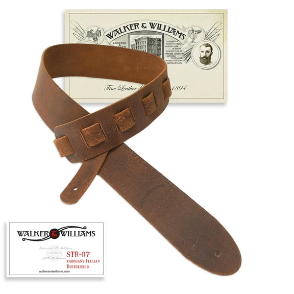 Walker & Williams STR-07 Distressed Bomber Jacket Italian Leather Guitar Strap