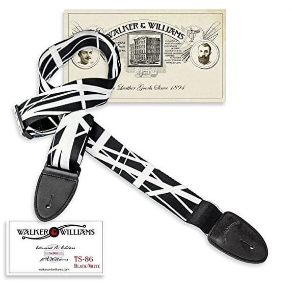 Walker & Williams TS-84 Black & White Stripes Guitar Strap