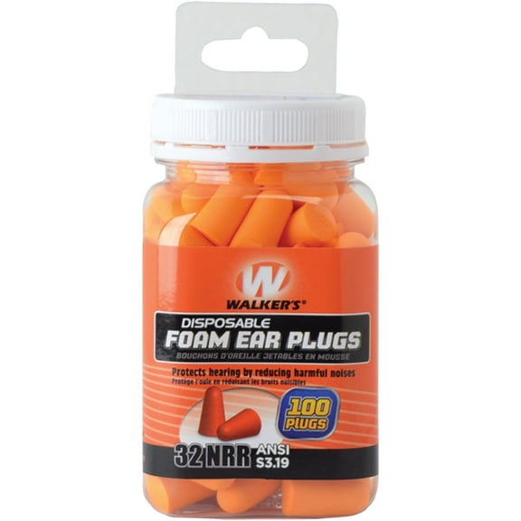 Walker's Game Ear 2-Pack Foam Ear Plugs in 100-Count Jar, 843631174326