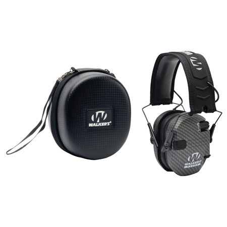 Walker's Game Ear GWP-RSEM-CARB Razor Electronic Muff (Carbon) Bundle with GWP-REMSC Razor Muff Storage Case