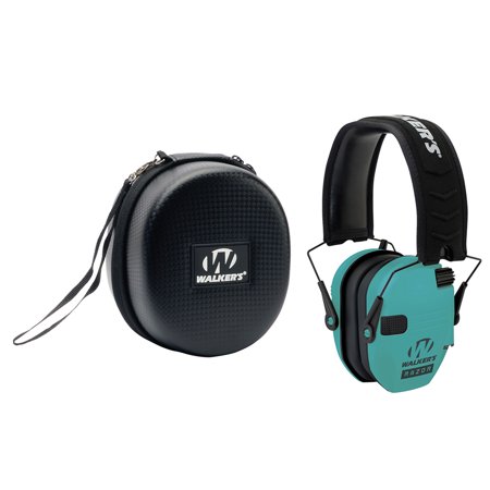 Walker's Game Ear GWP-RSEM-LTL Razor Electronic Muff (Tiffany Blue) Bundle with GWP-REMSC Razor Muff Storage Case