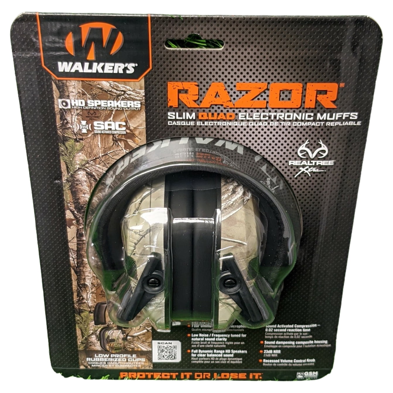 Walker's Game Ear Razor Slim Quad Camo Noise Canceling 23dB