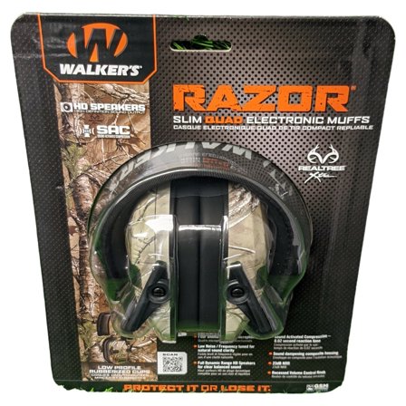 Walker's Game Ear Razor Slim Quad Camo Protective Ear Muff Noise Canceling 23dB