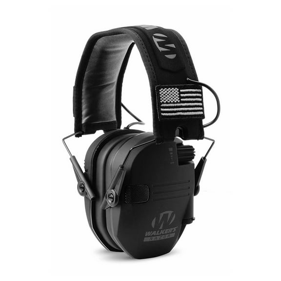 Walker's Razor Slim Ultra Low Profile Compact Design Adjustable Range Shooting Hunting Hearing Protection Electronic Earmuffs, Black Patriot