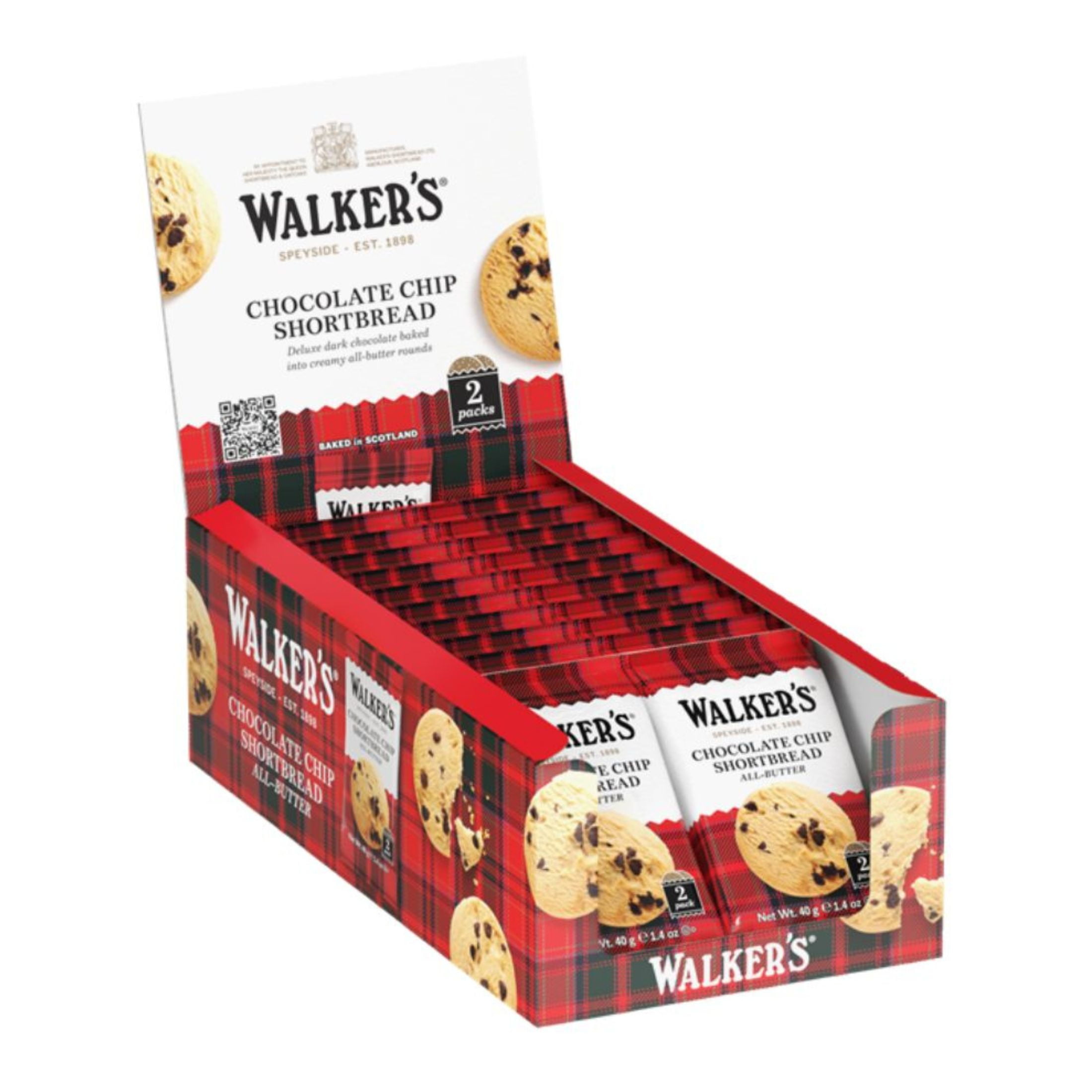 Walker's Kosher, Chocolate Chip Shortbread Cookies, 20 Packs of 2
