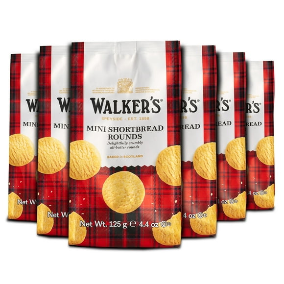 Walker's Kosher, Mini Shortbread Rounds, All-Butter Shortbread Cookies, 6 bags of 25