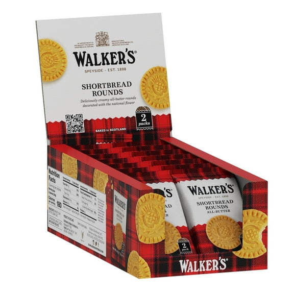 Walker's Kosher, Shortbread Rounds, All-Butter Shortbread Cookies, Snack Pack, 22 Packs of 2