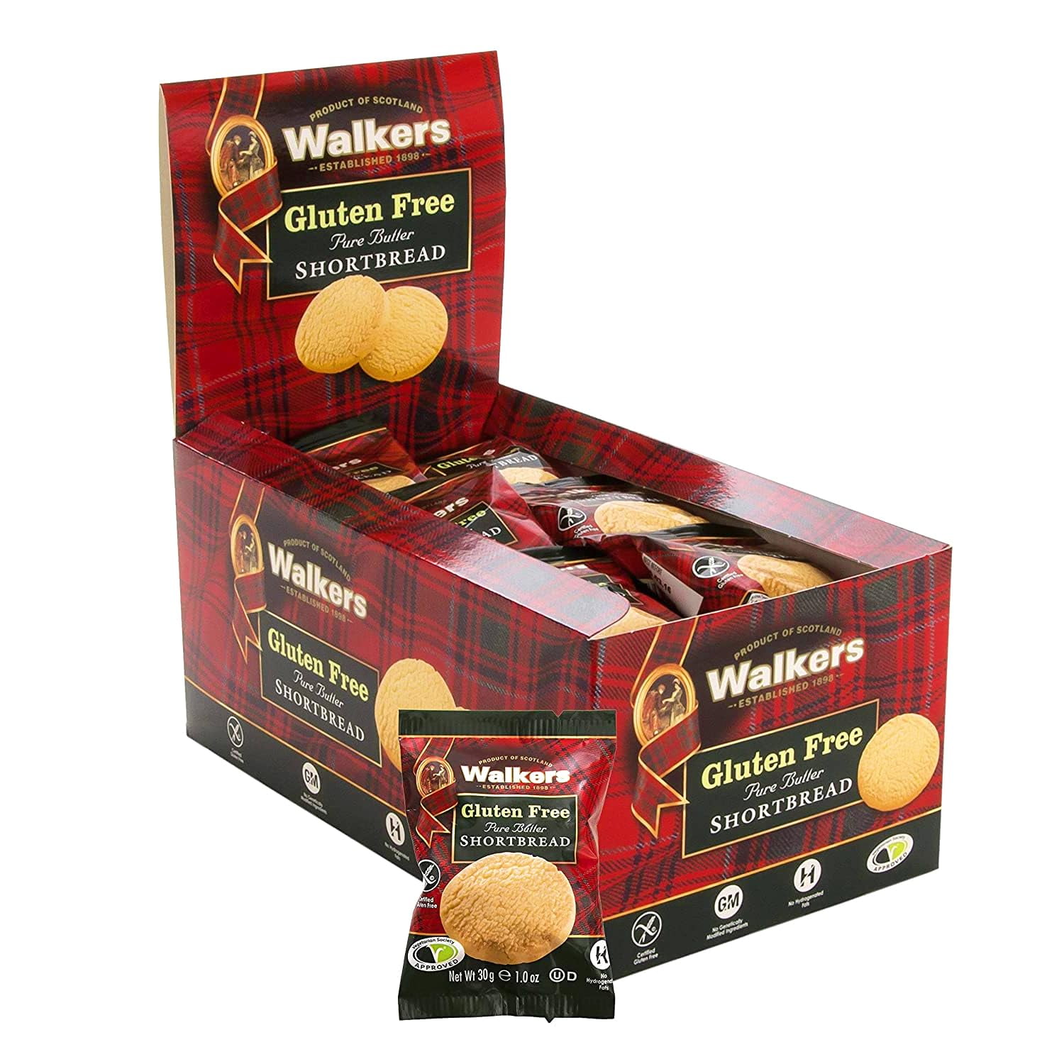 Walker’s Pure Butter Shortbread Rounds, Gluten Free Cookies Individually Wrapped Cookies (Pack