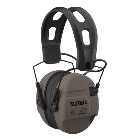 Walker's RECON Low-Profile Digital Electronic Muff with SAC Technology and NRR 26 (Flat Dark Earth) Bundle with Hearing Protection Case (2 Items)