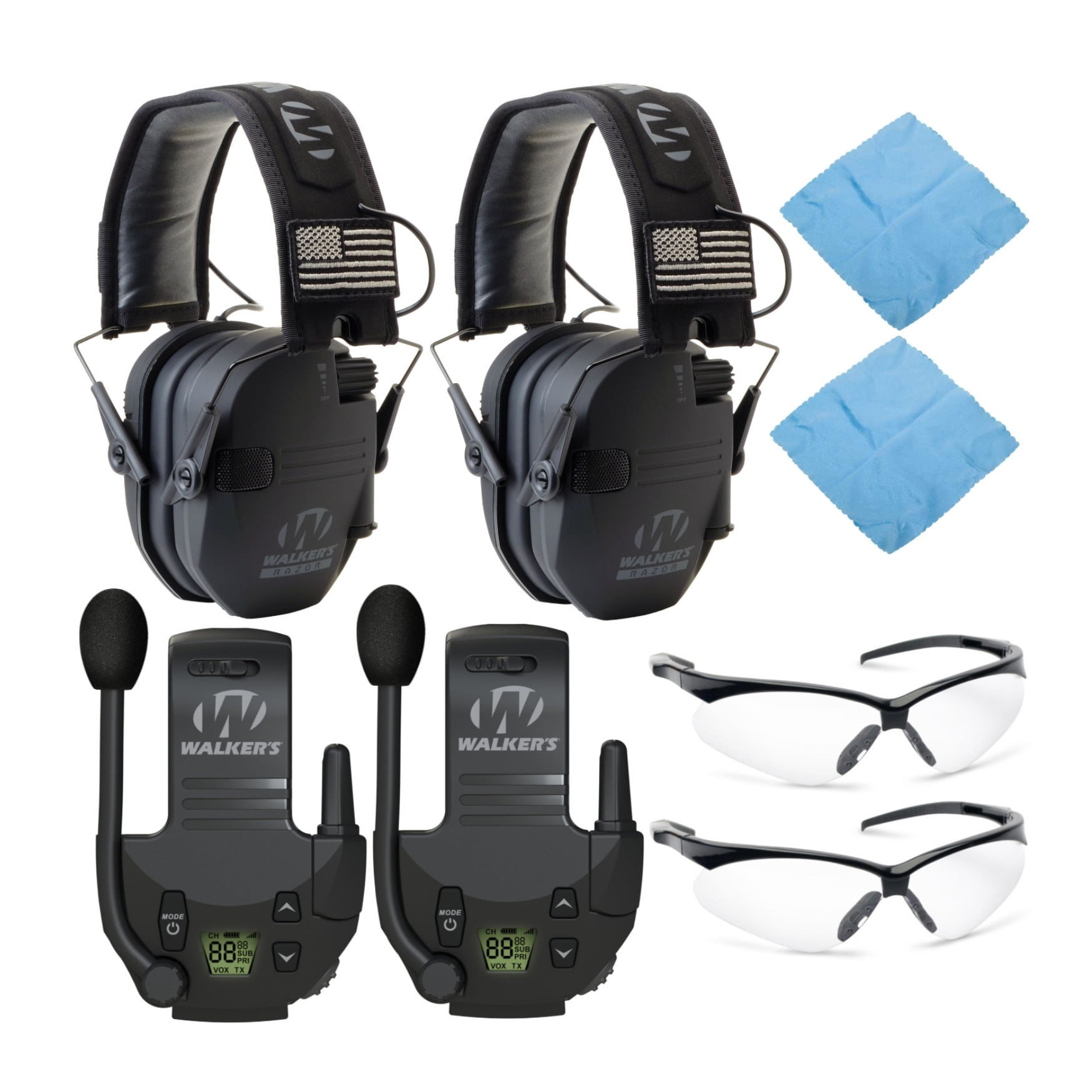 Walker's Razor Slim Electronic Ear Muffs with Walkie Talkie, Hearing ...