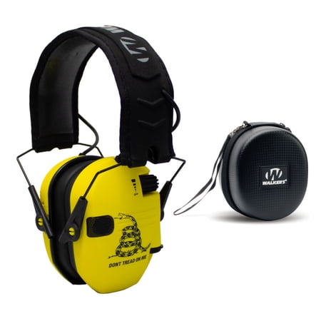 Walker’s Razor Shooting Muffs (Don't Tread On Me Yellow) with Protective Case