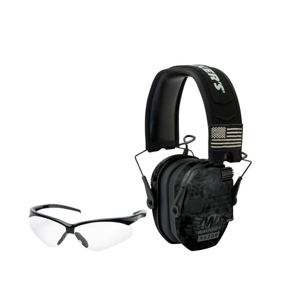 Walker's Razor Slim Electronic Earmuff Patriot Series (Camo) and Glasses