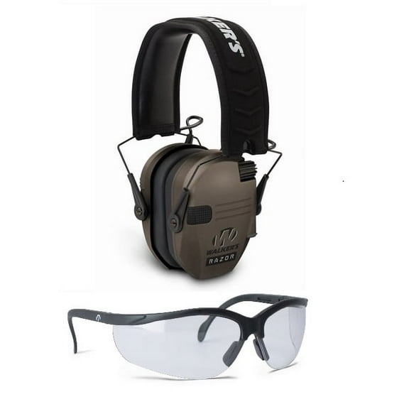 Walker's Razor Slim Electronic Hearing Protection Muffs and Glasses Combo