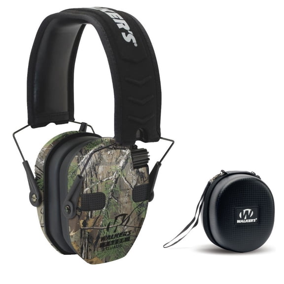 Walkers Razor Slim Electronic Muff (RealTree Xtra) with Hearing Protection Case