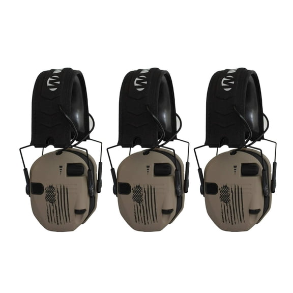 Walker's Razor Slim Electronic Shooting Muffs (3-Pack, US Flag-FDE)