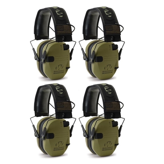 Walker's Razor Slim Electronic Shooting Muffs 4-Pack, OD Green - American Flag