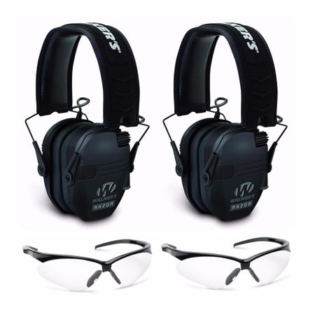 Walker's Razor Slim Electronic Shooting Range Earmuffs and Glasses (2-Pack)
