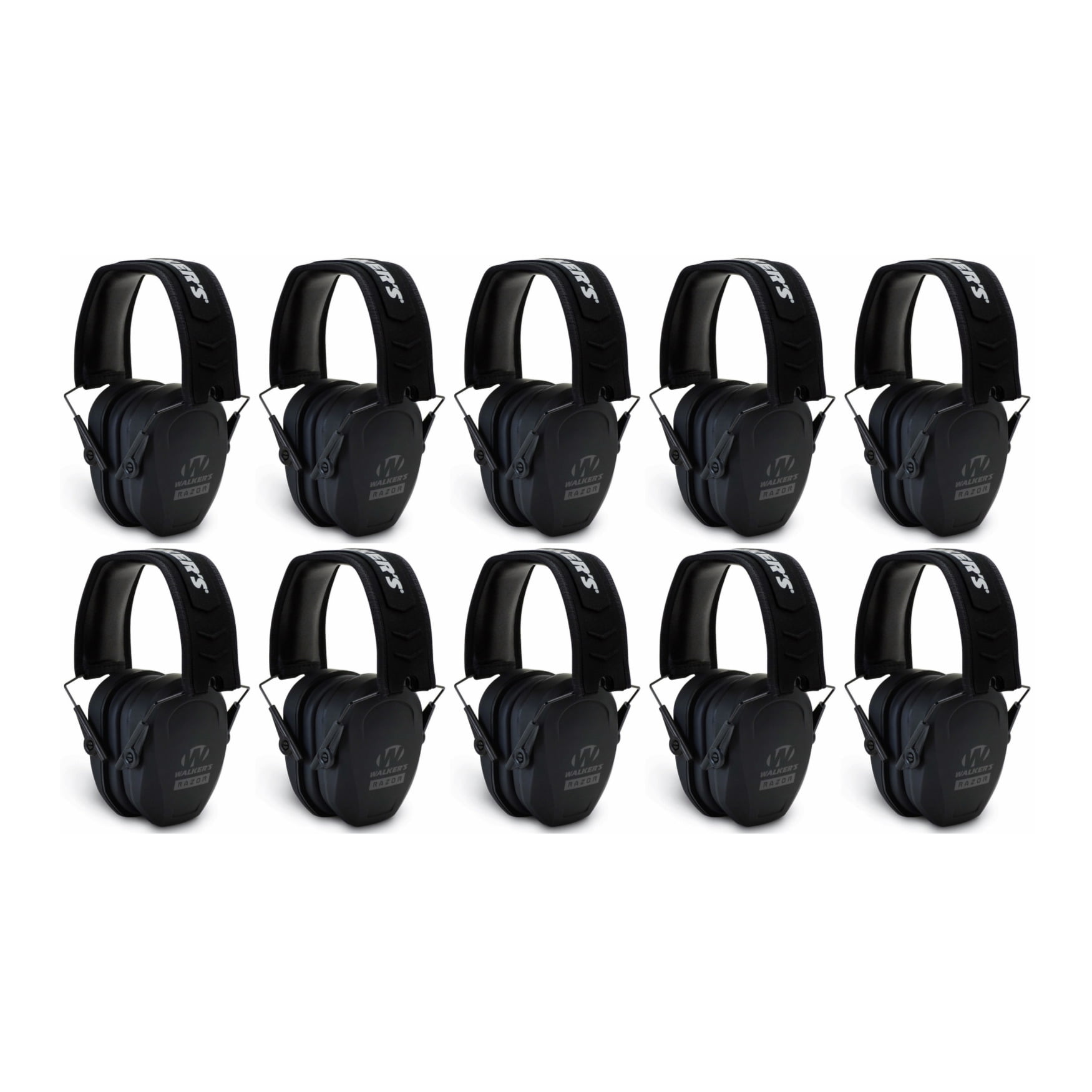 Walker's Razor Slim Passive Safety Ear Muffs, Black (10 Pack)