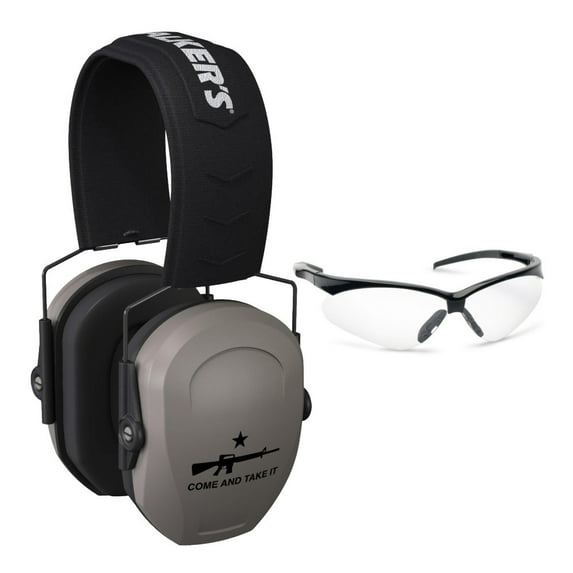 Walker's Razor Slim Passive Safety Ear Muffs (Come and Take It) with Glasses