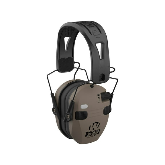 Walker's Razor Slim Quad Bluetooth Electronic Ear Muffs Flat Dark Earth Tacti-Grip Headband and Gel Earpads