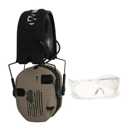 Walker's Razor Slim Shooting Muffs Kit (US Flag-FDE) with OTG Safety Glasses