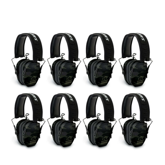 Walker's Razor Slim Ultra Low Profile Compact Design Earmuffs (Camo Gray) 8-Pack