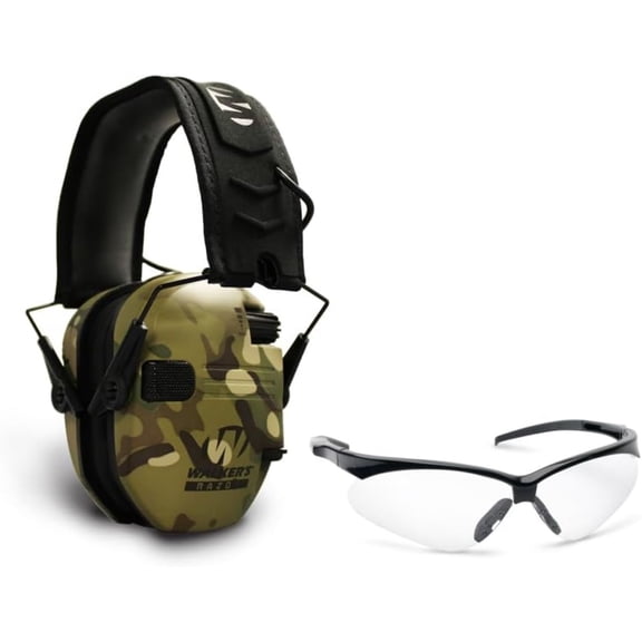 Walker's Razor Ultra Slim Electronic Muff & Glasses Combo Kit - Multi Cam