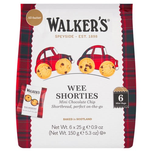 Walker's Shortbread Choc Chip Wee Shorties 6 x 25g, British Import (Pack of 2)