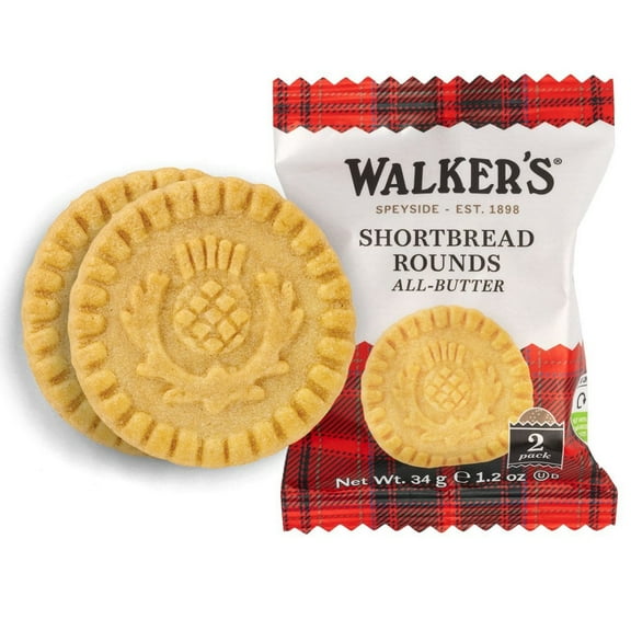 Walker's Shortbread Pure Butter Rounds Cookies 1.2oz (Pack of 22)