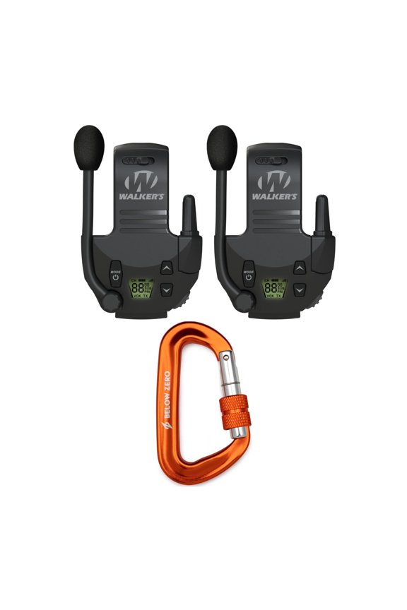 Walker's Hunting Walkie Talkie for Razor Muffs (2-Pack) with Carabiner