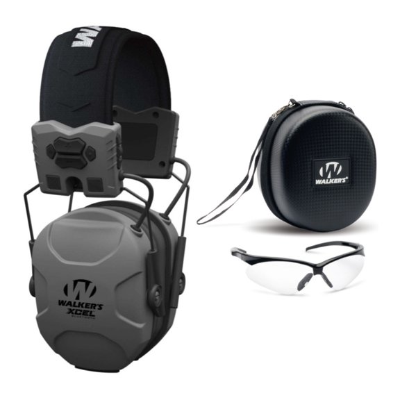 Walker's XCEL 500BT Digital Electronic Muff with Shooting Glasses and Case Kit
