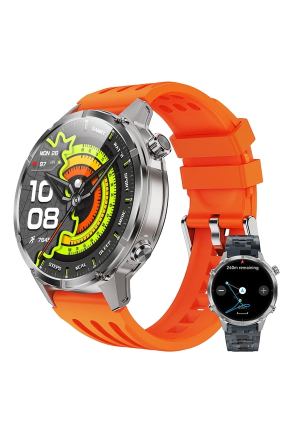 GPS Smartwatch, 1.43" AMOLED, 5ATM Waterproof, Heart Rate & Sleep Monitor, Bluetooth Calls