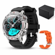 WalkerFit Smart Watch for Android and iPhone,Sport Watch for Men, Bluetooth Calling Smartwatch, 5ATM Waterproof, 1.43" AMOLED Screen, Black,2 Silicone Straps Ideal Gift